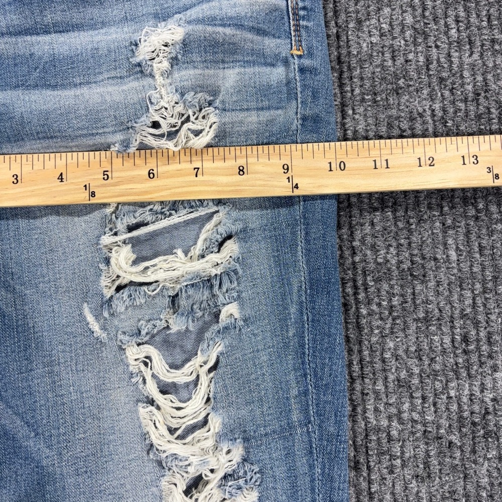 American Eagle Artist Crop Jeans Women 14 Blue Distressed Super Super Stretch - Picture 5 of 14